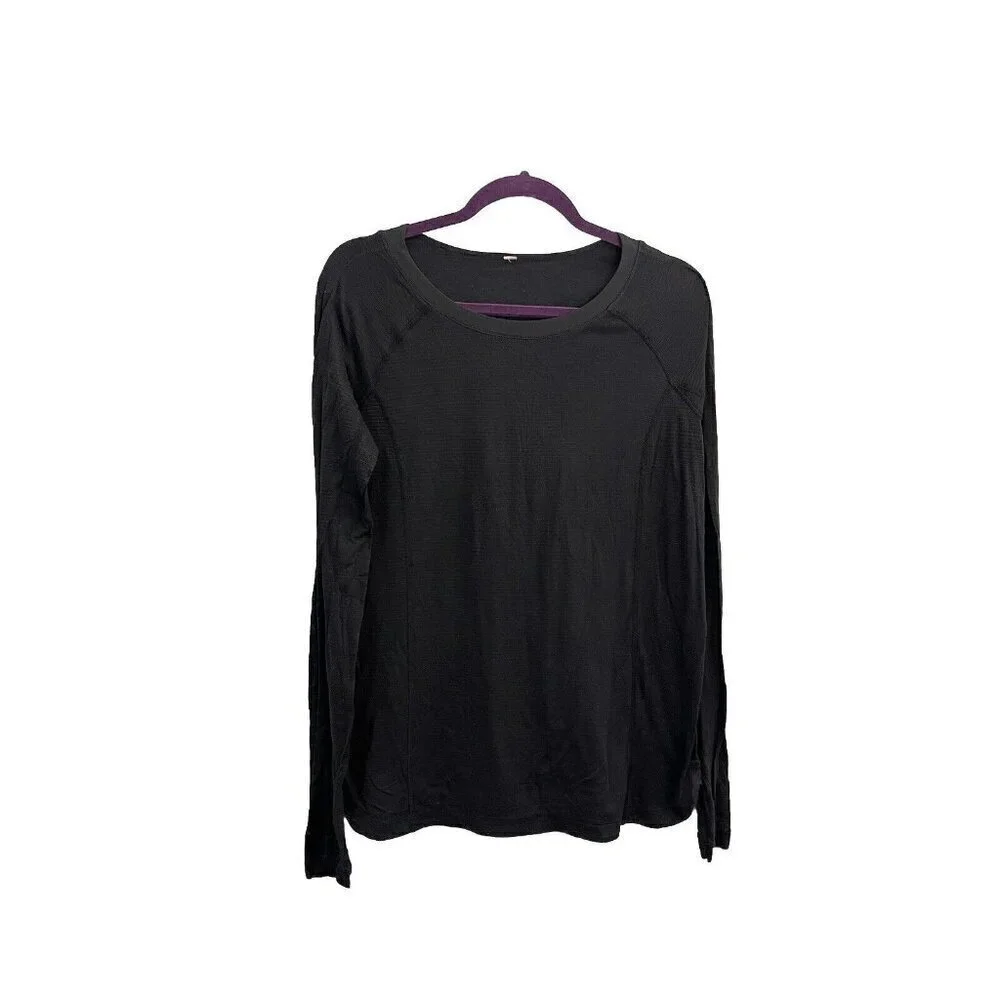 Lululemon Athletica Long Sleeve T Shirt Striped Women 6 Black